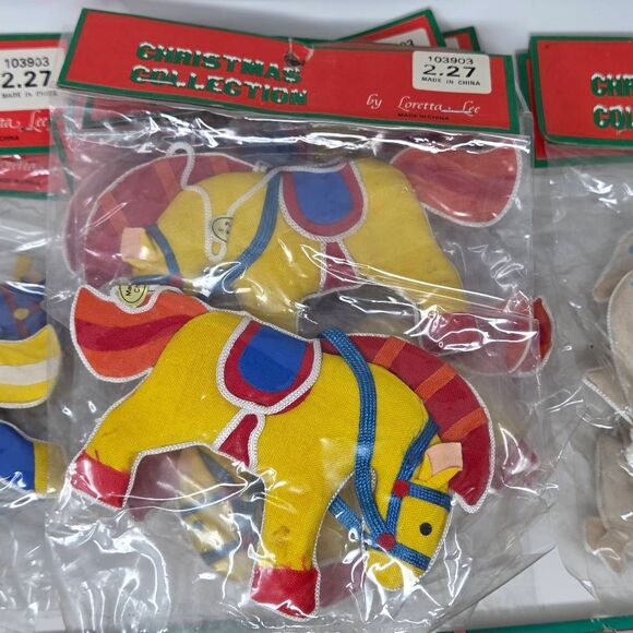 VINTAGE LORETTA LEE CHRISTMAS COLLECTION TARGET FABRIC WOOD ORNAMENTS LOT 35 NEW - Picture 5 of 11